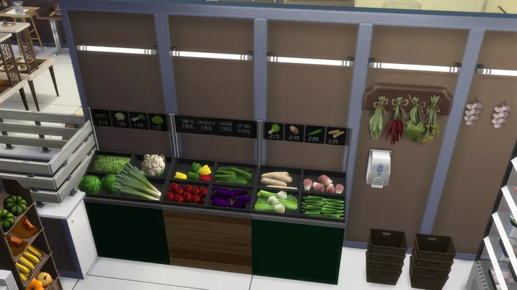 如果想買辛香料或少量蔬果，可以用這些小籃子；需要潔手液也可以在這邊取用。