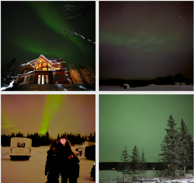 下雪前厚雲層下的極光