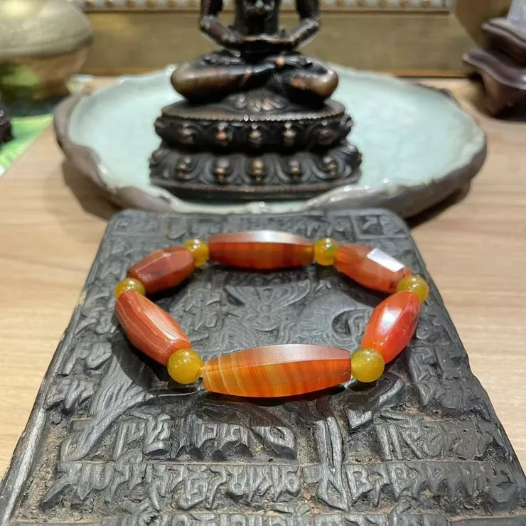 老瑪瑙八棱珠勒子