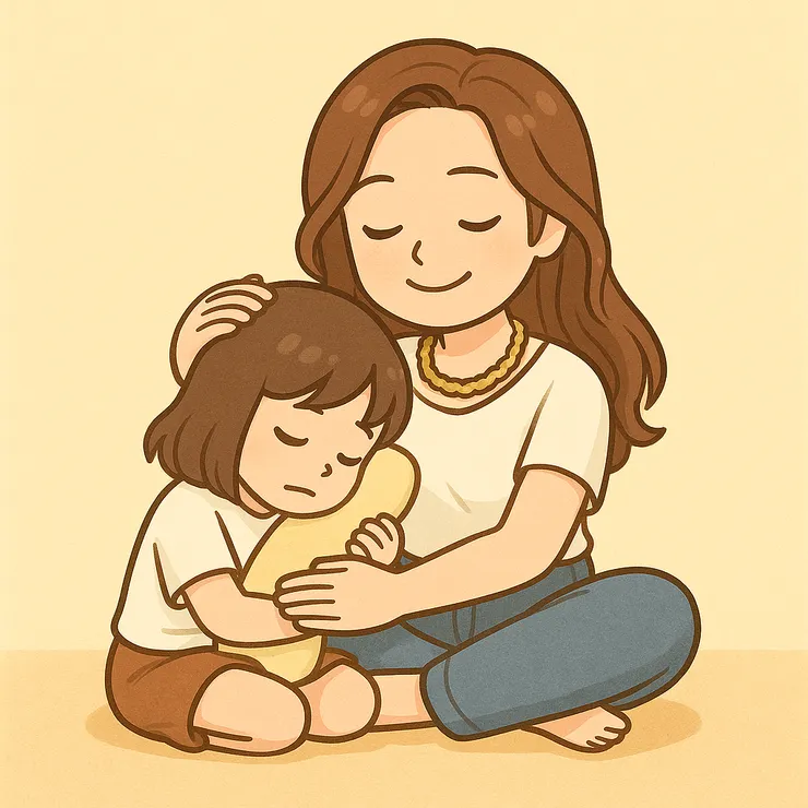 不是因為我變得堅強了才來抱她， 而是因為我知道——她就算還怕、還哭、還沒長大， 也值得被我拉過來一起搶個抱枕，好好抱一抱。