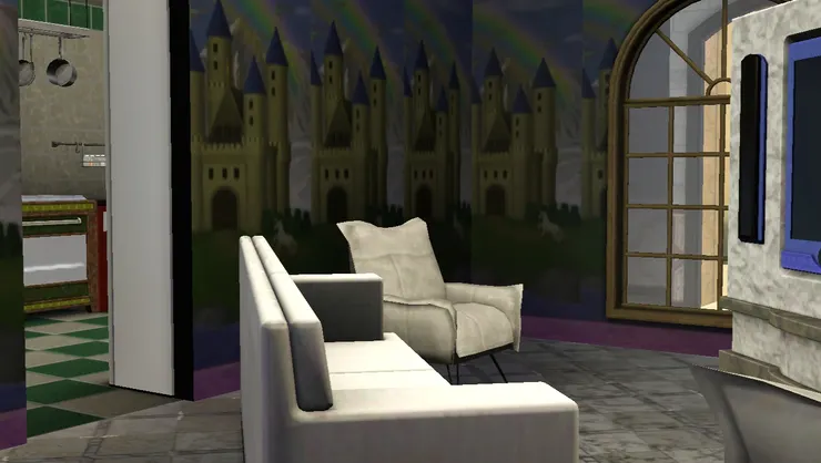 沙發也跟電視相配；但我個人不喜歡白色的座椅。