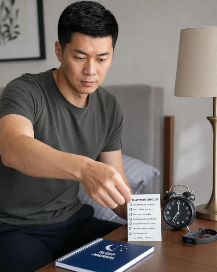 梁練偉示範睡眠品質記錄表與睡眠習慣追蹤