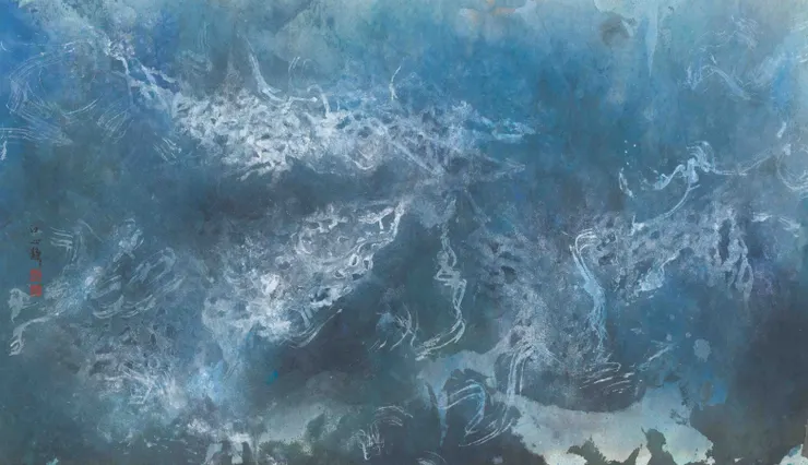 2022-江心靜 -思網系列-象外有境 -63 × 110 cm-水墨設色紙本