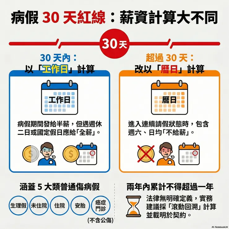 病假時間結構1:30天前後的差異