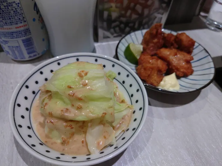 胡麻高麗菜+唐揚雞