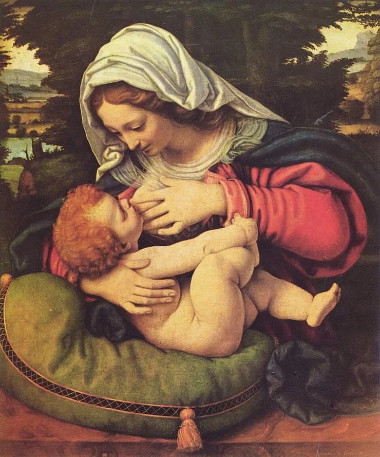 Madonna of the Green Cushion, Andrea Solari, c. 1510. Musée du Louvre