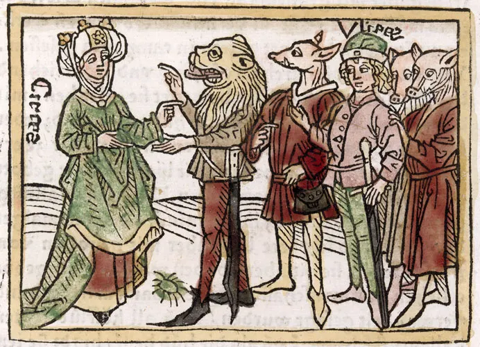 薄伽丘的《Circea》,1365 De Claris Mulieribus,著名女性目錄,來自 1474 年版本