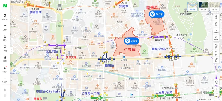 仁寺洞週邊／資料來源：Naver Map