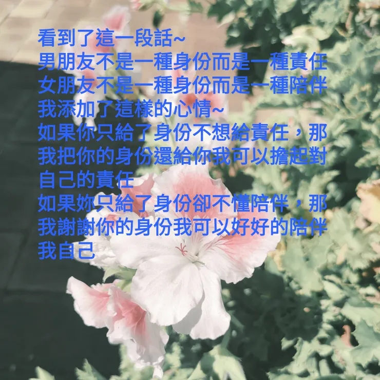 如果沒遇到這樣的你/妳，我願意做自己的光把你還給你把我留給我自己，獨自綻放美麗！