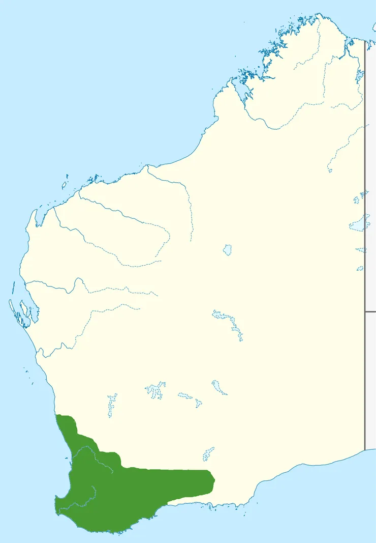 在澳洲西部的分佈範圍。