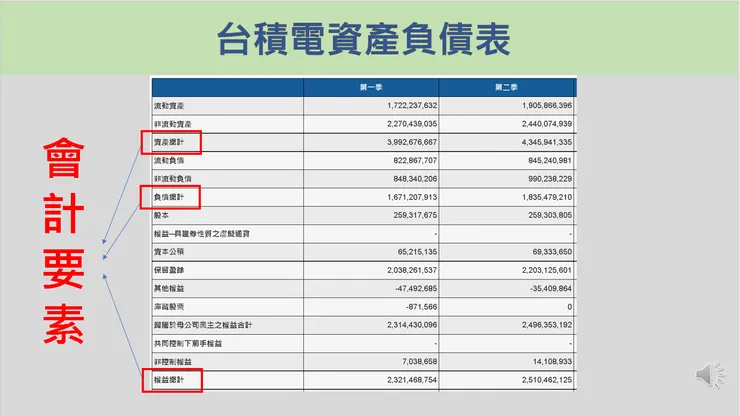 圖1：台積電簡明資產負債表。  資料來源：公開資訊觀測站
