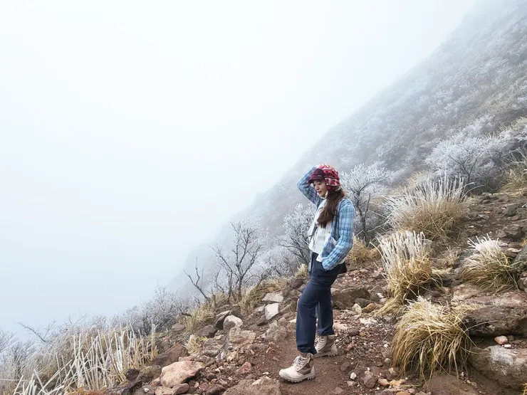 日本大分-由布岳 || 爸!!媽!! 我第一次在國外爬山就爬到雪線以上了啦!!!