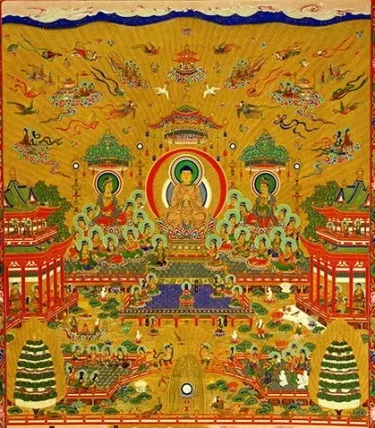 專心持念「阿彌陀佛」萬德洪名，期生淨土。