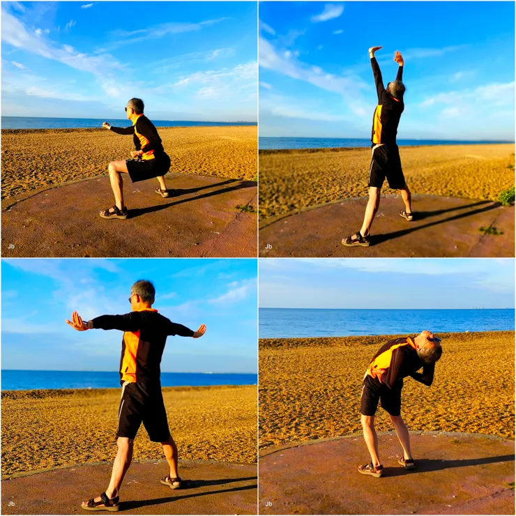 【海岸清早空氣絕佳八段錦知曉！歐遊40天，基本上仍維持每天早起的床上晨操與打八段錦，只有3、4天因趕行程中斷。】