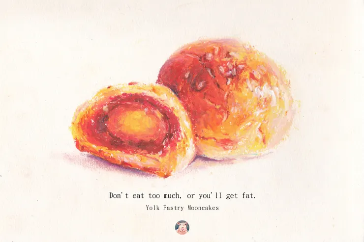 蛋黃酥-蠟筆畫