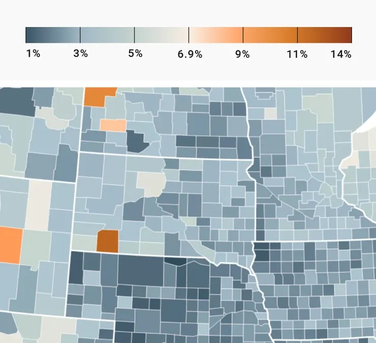 ▲上圖：資料分六個等級的地圖，下圖：未分級的地圖。