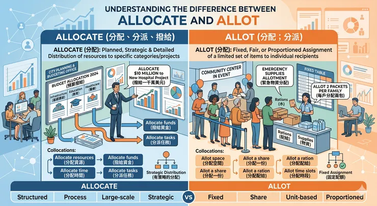 【字彙解析】Allocate vs Allot：精準掌握「分配」的英文用法，釐清常見混淆