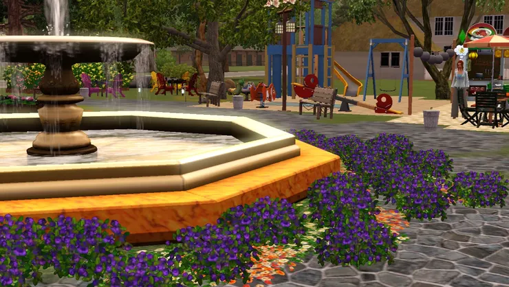 水泉的四周我圍了很多花，一來不想遊人坐在旁邊，以免影響觀感和發生意外，二來不想水泉出現得太兀突。