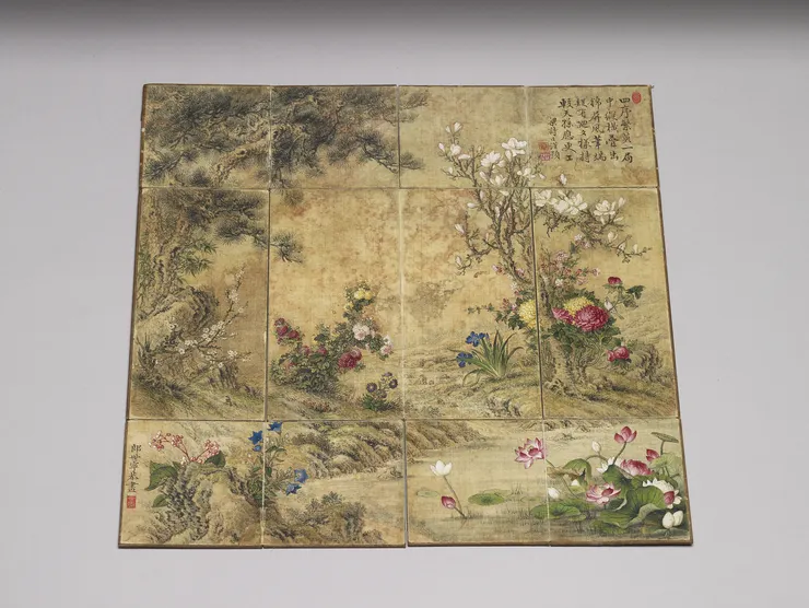 台北故宮：四季花卉紋棋盤