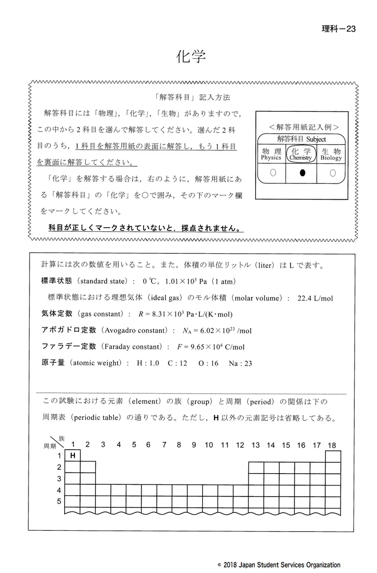 2018 年第一次化學的封面