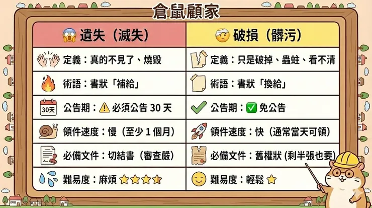 權狀遺失、破損，處理方式大不同！