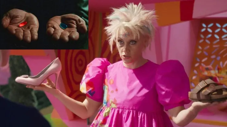 《芭比》致敬《駭客任務》提供兩種選擇的畫面