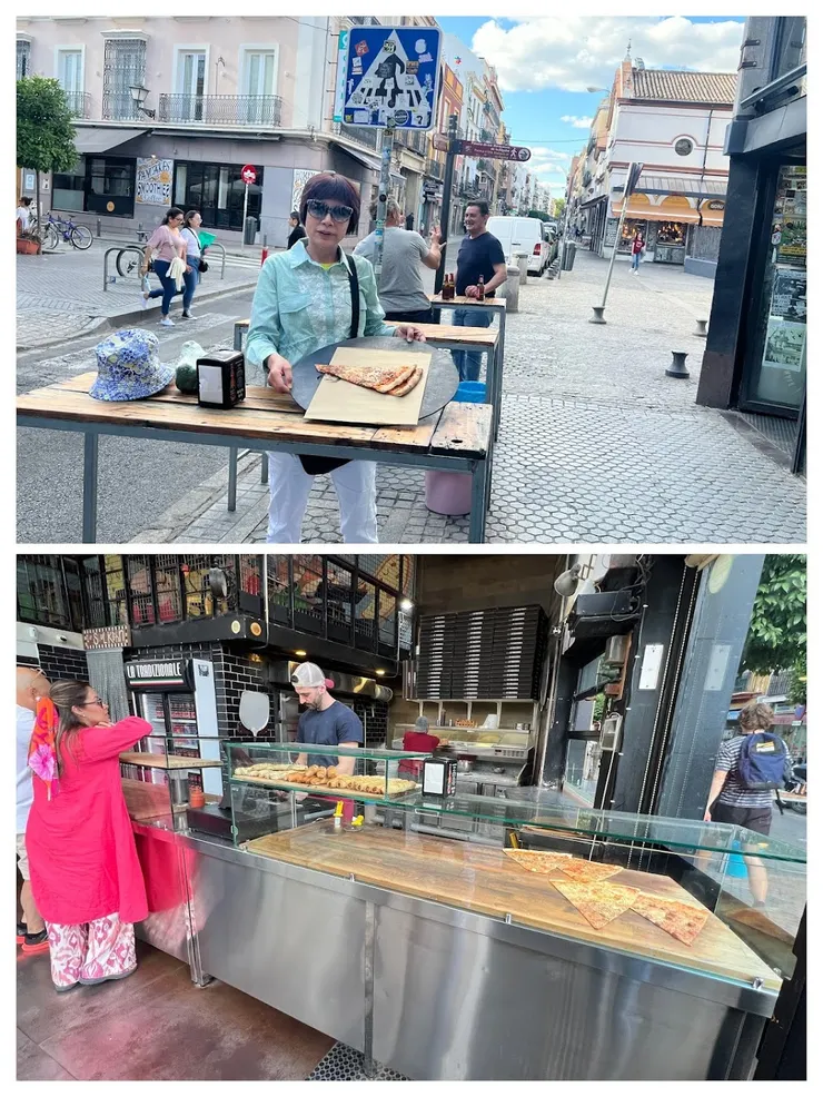 下午時段看城市陽傘，吃薄片披薩當點心。