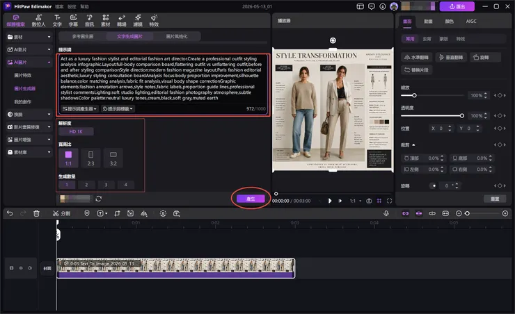 Step 3：貼上提示詞並生成圖片