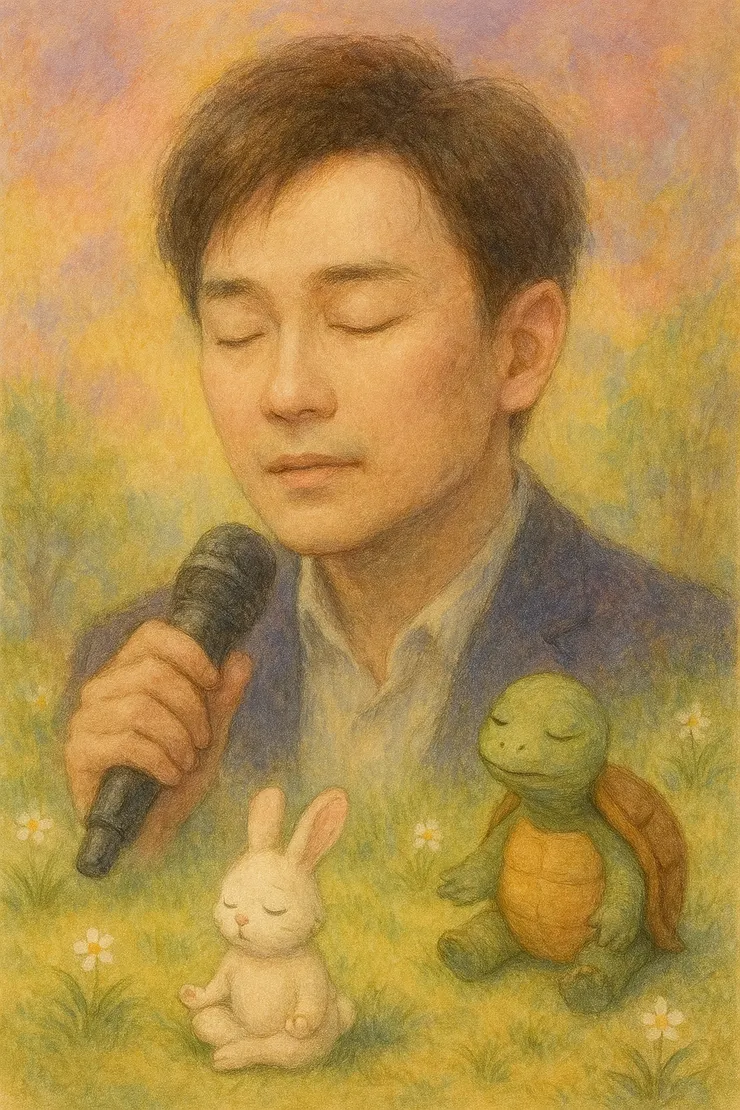 呃，幫忙畫畫的ai把歌手和昨天的龜兔賽跑合體了，那就這樣吧！