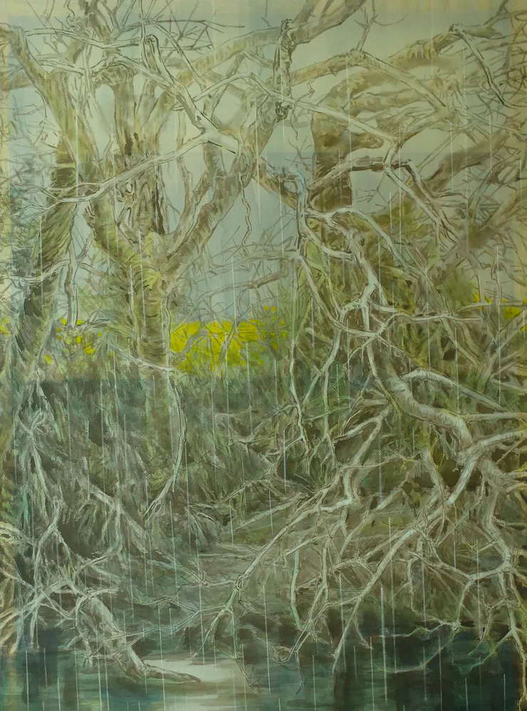 〈寒潭鷺影〉局部－ 苦楝