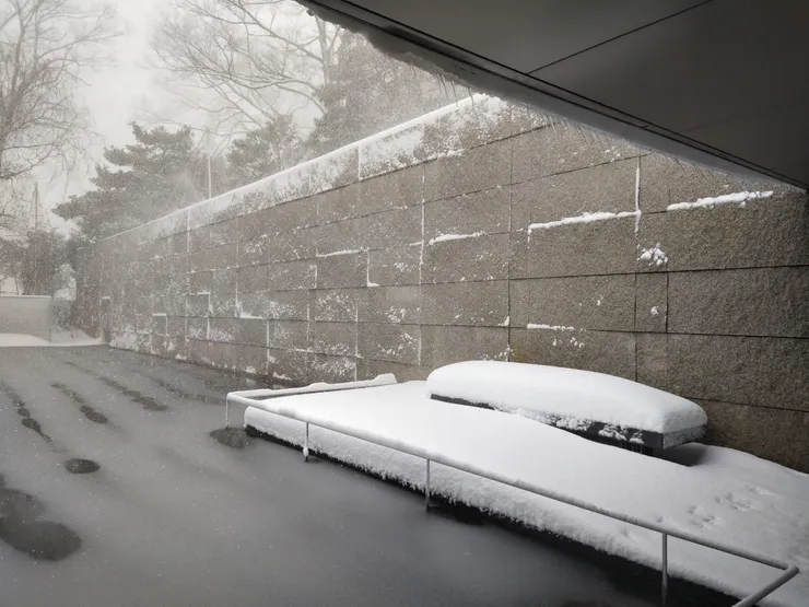 這裡的座椅被雪覆蓋