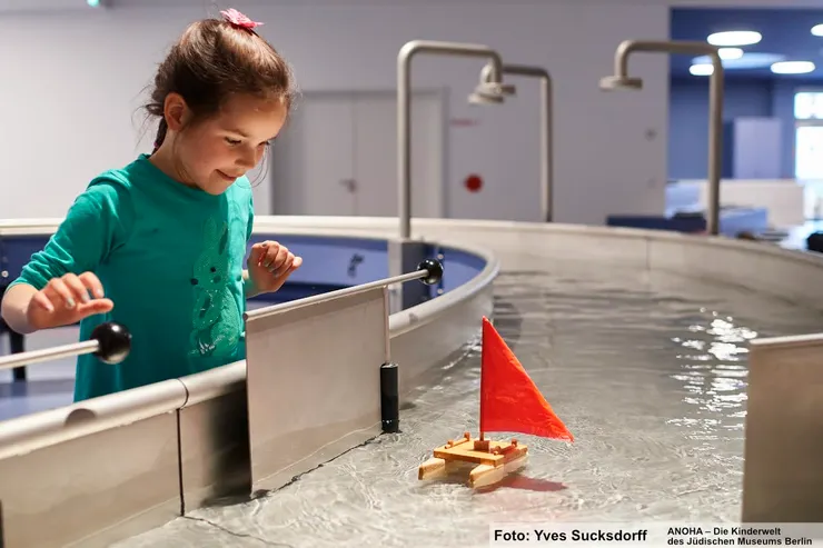 孩子在ANOHA的水道上試航自己的手作小船(攝影：Yves Sucksdorff)