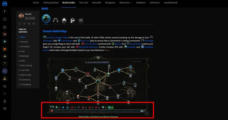 拉動下方捲動軸看不同等級的技能