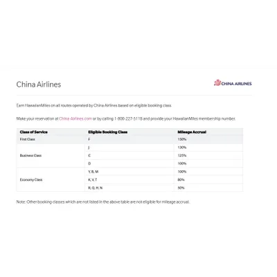 華航現金機票累積到夏威夷航空里程計畫
