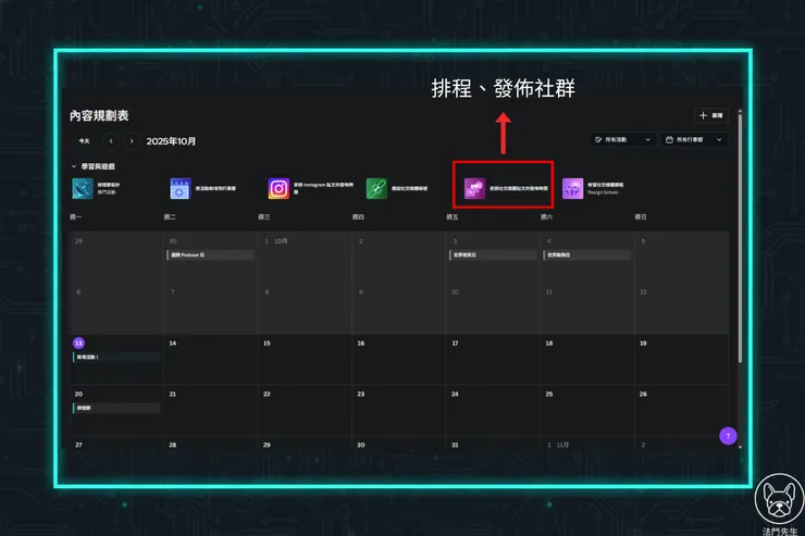 法鬥先生 Canva Pro 內容規劃排程 示意圖