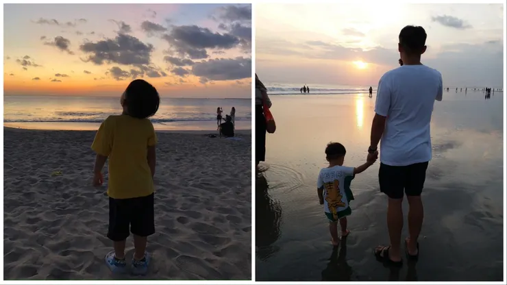  Mei Chen提供，水明漾沙灘的父子倆