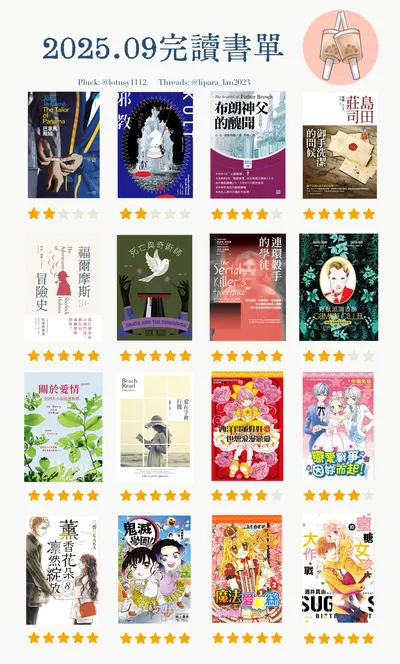 2025年9月完讀書單—小說區