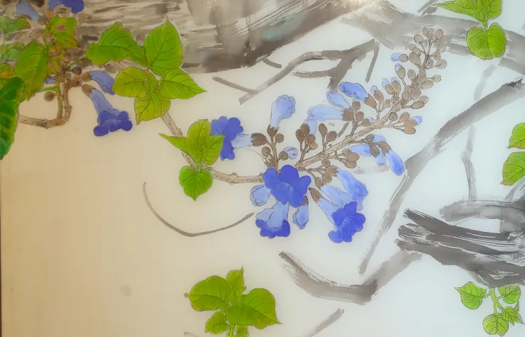  〈春律─向林玉山老師致敬／三月之晨〉局部－泡桐