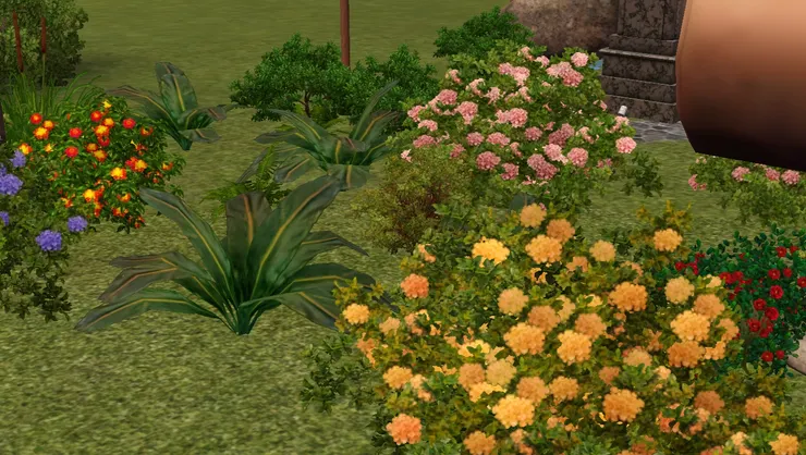 這個區域的花草樹木我佈置了很久，第一個作用是區分不同的區域，第二個作用是裝飾。