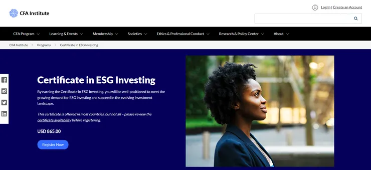 CFA ESG investing 認證,資料來源:CFA