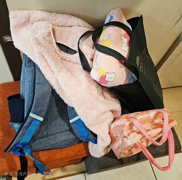 接孩子放學後的狼狽現場:書包與油膩便當袋的寫實照