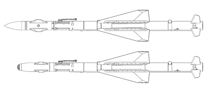R-24R(上)和R-24T(下)。最早的米格23使用R-23系列飛彈,而R-24相比R-23有以下改進:更強的抗干擾能力、更大的戰鬥部、更遠的射程、更大的過載能力,發射前無須手動調整制導頻率到戰鬥機雷達頻率上,且發射架允許共用紅外線版和雷達導引版 - 米格23使用R-23時只能全帶R-23R或全帶R-23T,不能同時使用。