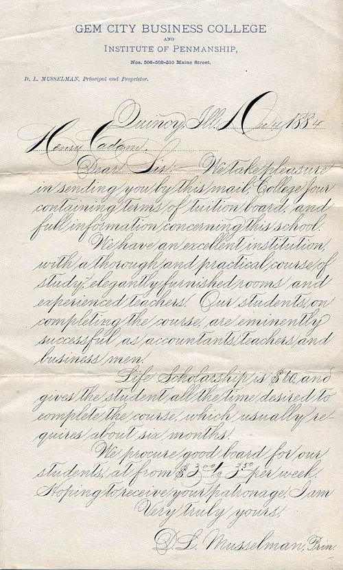 草寫體。By D.L. Musselman - http://www.iampeth.com/lessons.php#spencerian, Public Domain