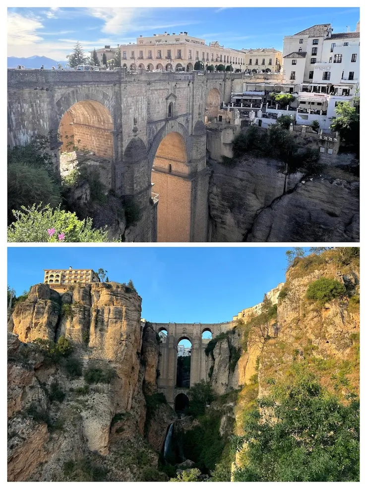 新橋的兩側面，中央拱門頂部的房間曾是監獄，現為博物館。