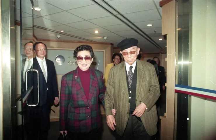 1991年3月10日,張學良夫婦搭華航赴美。聯合報資料圖