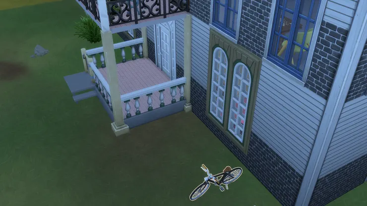 屋子的外牆我用了灰色,很平實的顏色,但天色暗時看起來很黑。