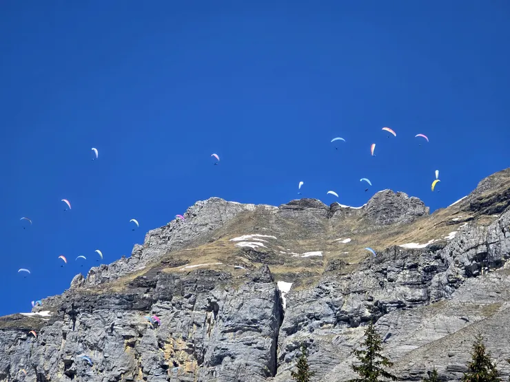 抬頭發現山頂上一堆人在玩滑翔傘，下次有機會也要嘗試看看