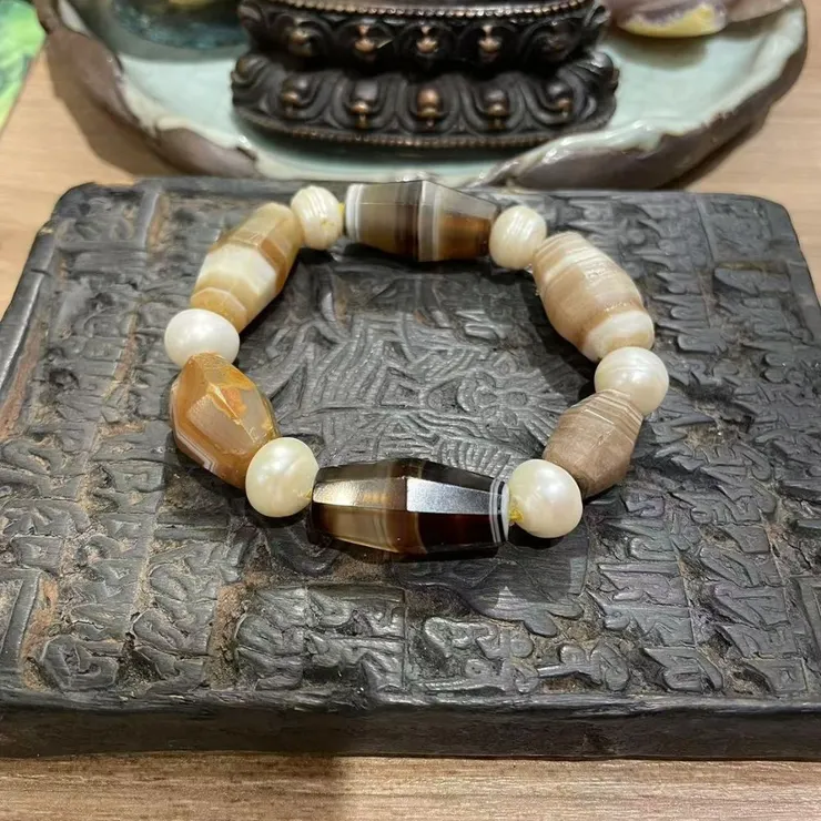 纏絲瑪瑙天珠配海洋珍珠