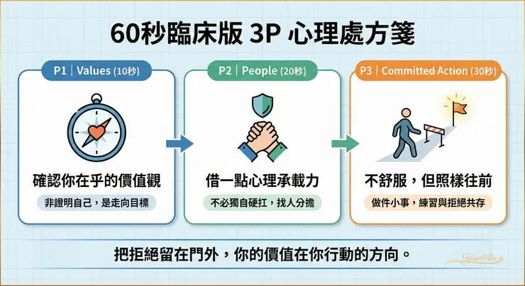 建立心理彈性的路徑：不追求消除恐懼，而是用價值觀導航，借用社會支持緩衝焦慮，並在不適中邁出承諾行動。