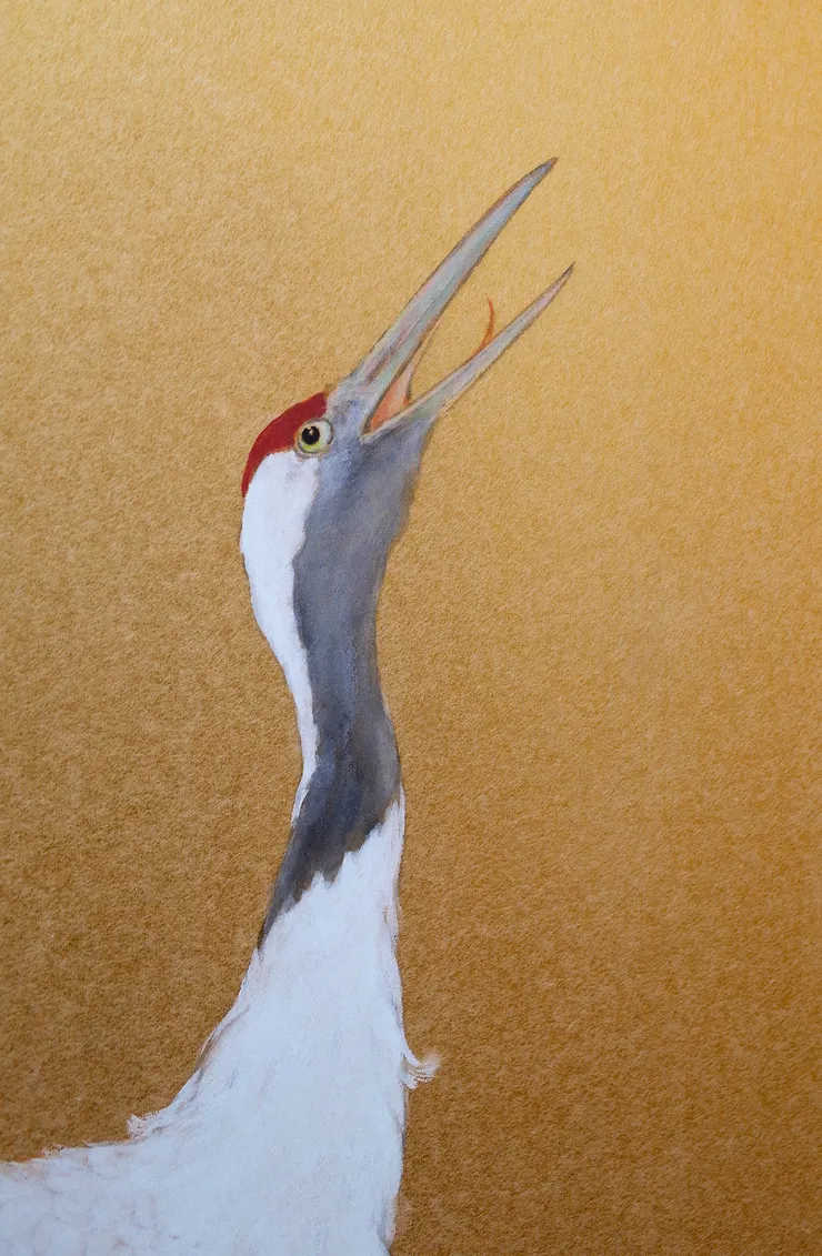 〈雪梅舞鶴／鶴子梅妻〉局部－鶴頭